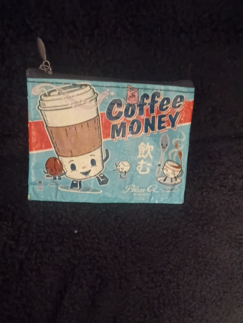 Blue Q Coffee Money Zip Pouch - Teal and Red